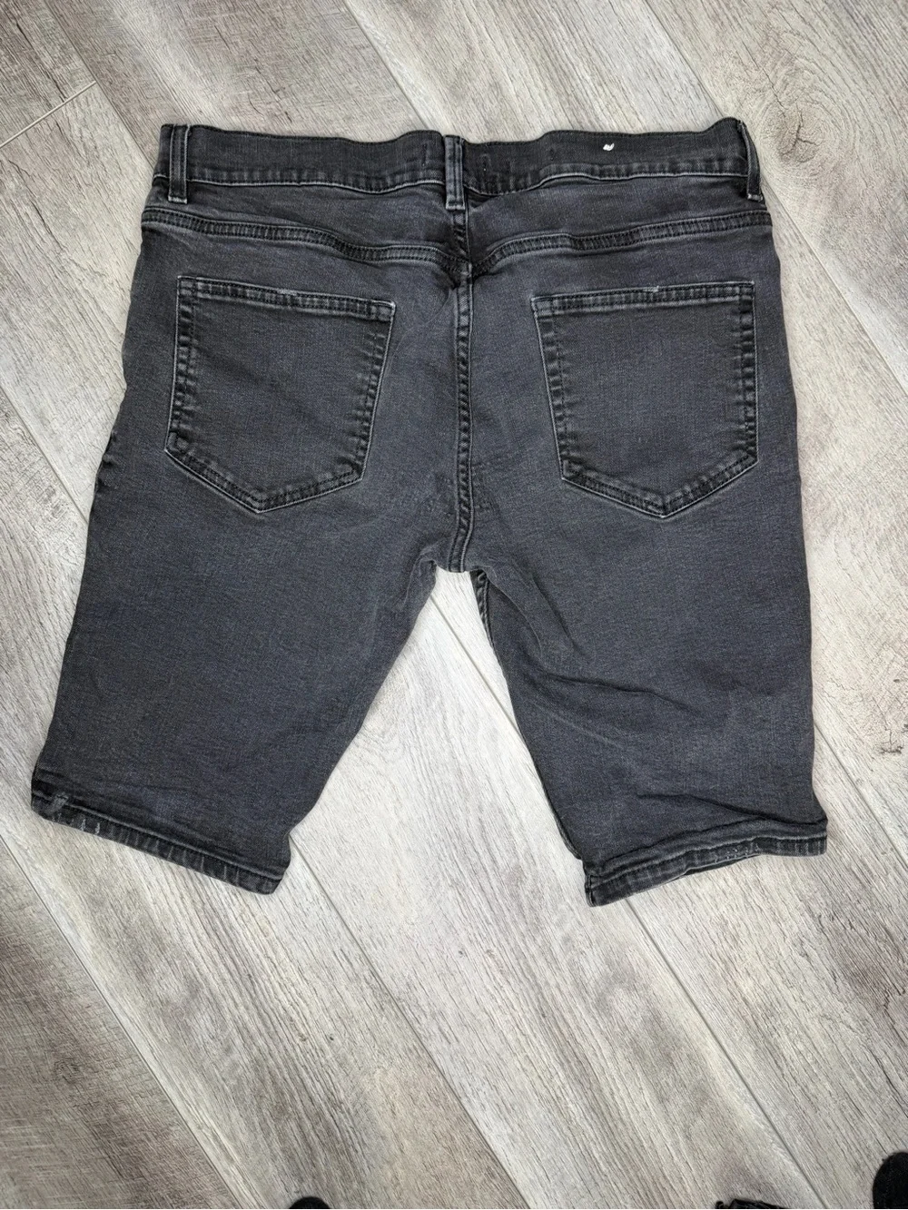 Topman Grey Black Distressed Denim Shorts